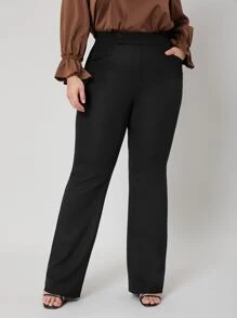 SHEIN PLUS VISCOSE FLARE LEG TROUSERS - Black - View 4