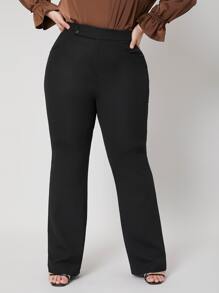 SHEIN PLUS VISCOSE FLARE LEG TROUSERS - Black - View 8