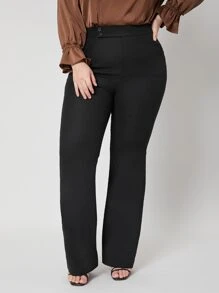 SHEIN PLUS VISCOSE FLARE LEG TROUSERS - Black - View 9