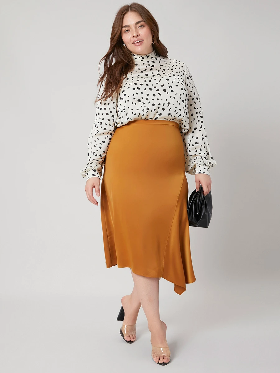 SHEIN Plus Balloon Sleeve Top - Black and White - View 1