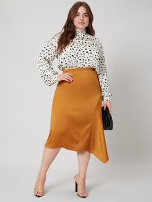 SHEIN Plus Balloon Sleeve Top - Black and White - View 3
