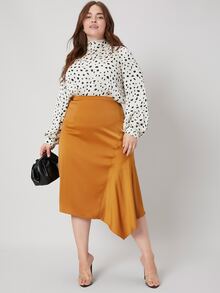 SHEIN Plus Balloon Sleeve Top - Black and White - View 4