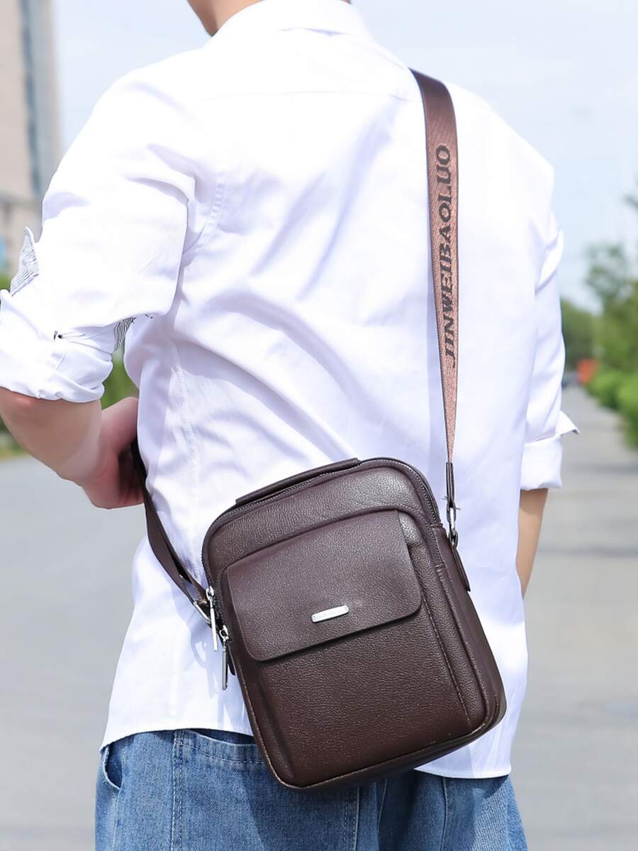 Bolsos bandolera para hombre Liso Ajustable - Marrón - Ver 1