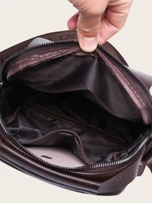Bolsos bandolera para hombre Liso Ajustable - Marrón - Ver 8