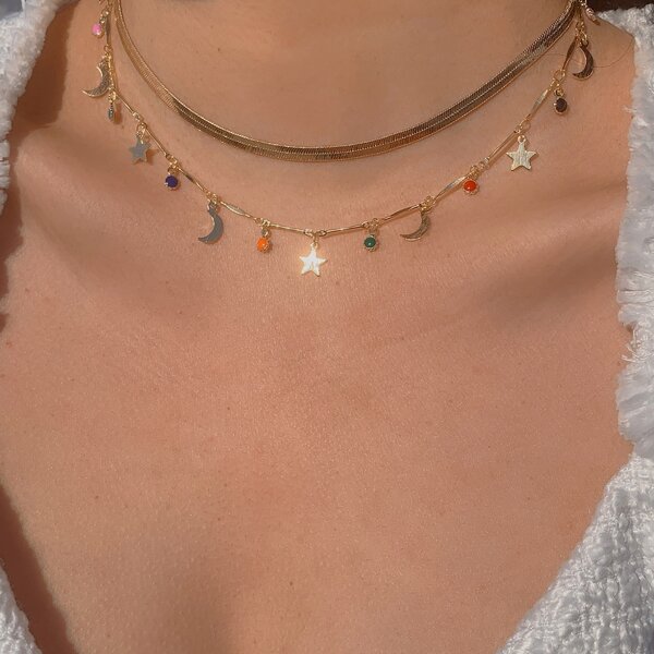

2pcs Star Charm Necklace, Gold