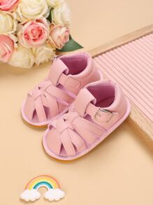 Baby Girl Minimalist Hook-and-loop Fastener Strap Sandals