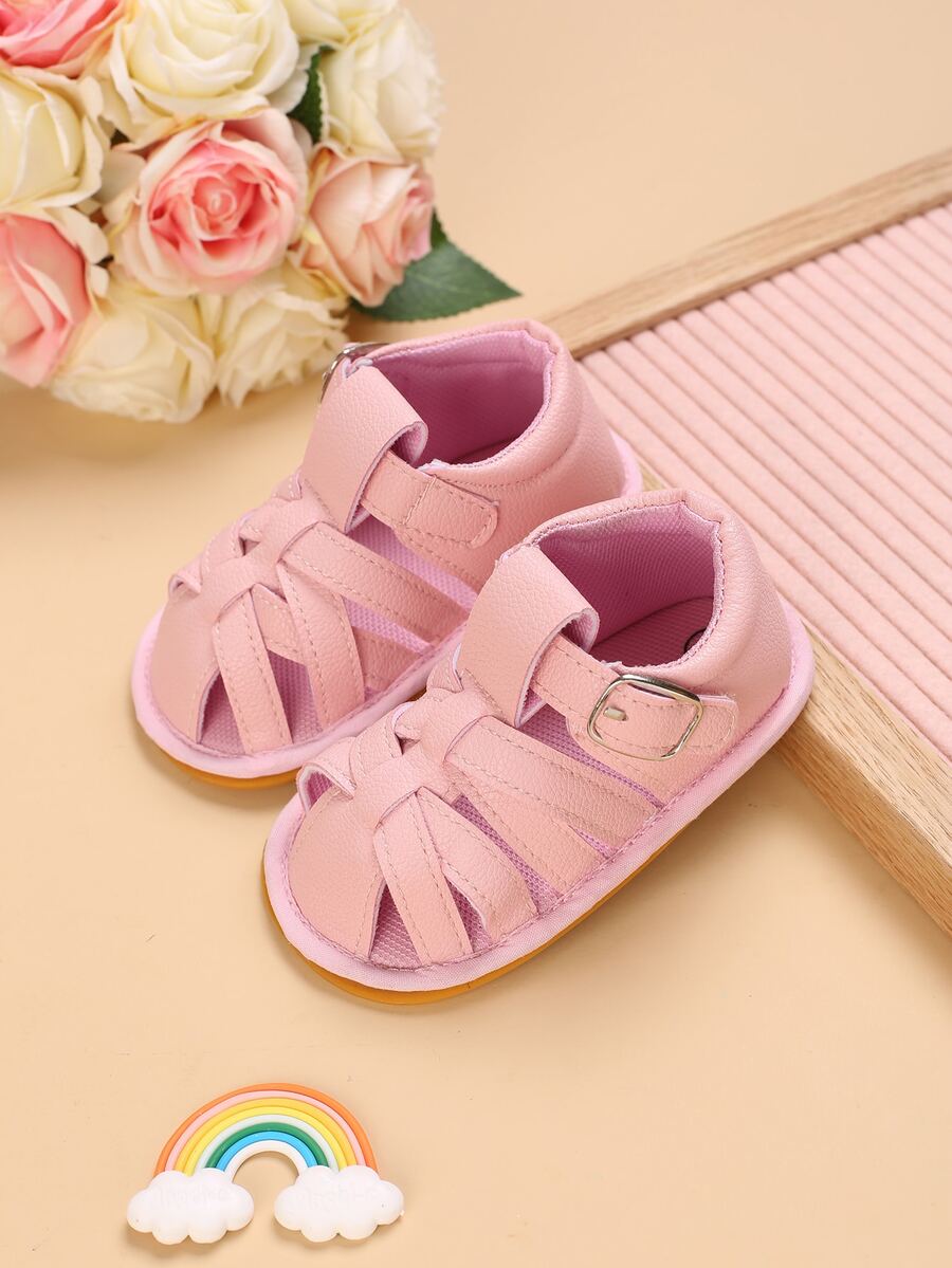 Baby Girl Minimalist Hook-and-loop Fastener Strap Sandals