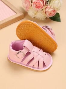 Baby Girl Minimalist Hook-and-loop Fastener Strap Sandals