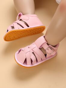 Baby Girl Minimalist Hook-and-loop Fastener Strap Sandals