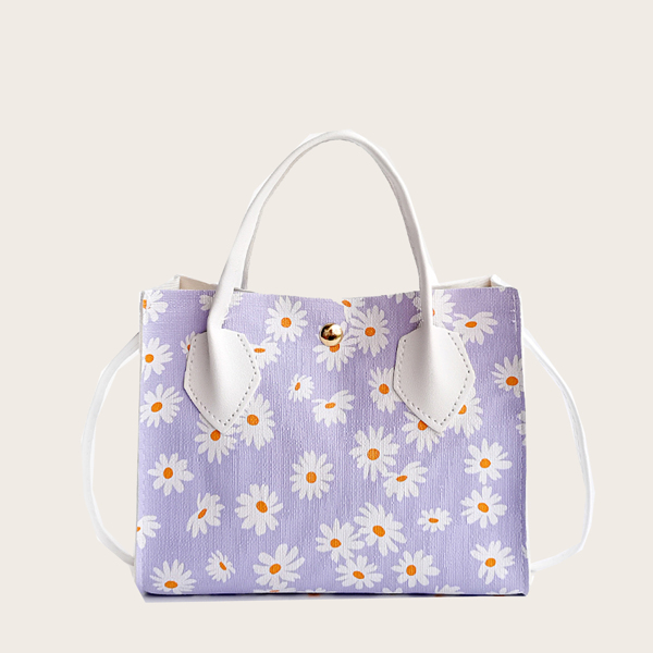 

Floral Graphic Satchel Bag, Purple