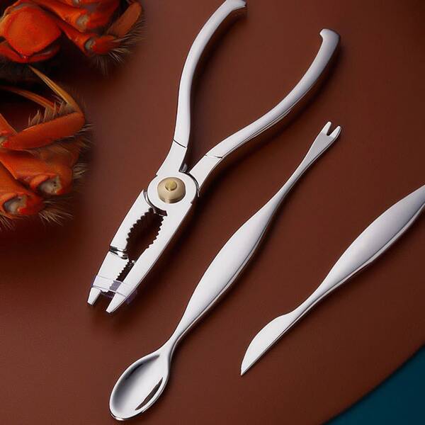 

3pcs Stainless Steel Crab Tool Set, Silver