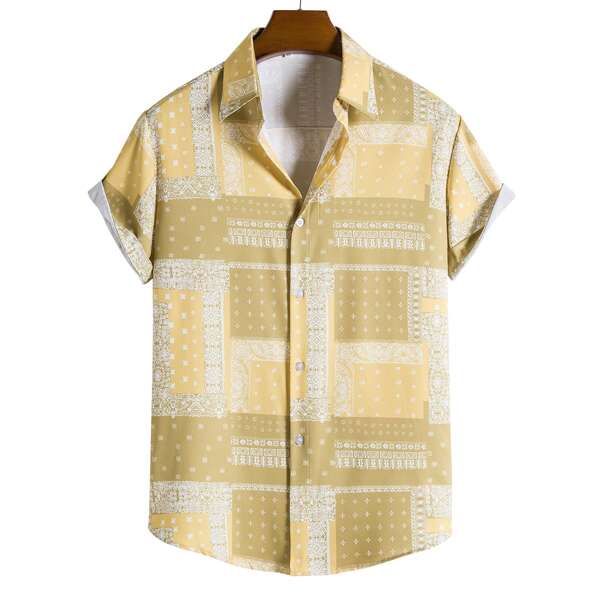 

Men Paisley Print Button Up Shirt, Yellow