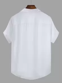 Manfinity Homme Hombres Camisa de cuello con solapa con botón - Blanco - View 2