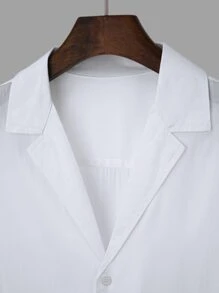 Manfinity Homme Hombres Camisa de cuello con solapa con botón - Blanco - View 3