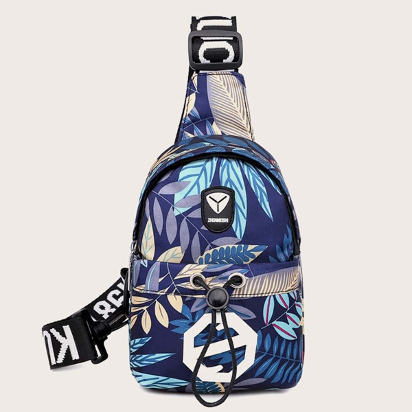 

Plant Graphic Drawstring Decor Sling Bag, Multicolor