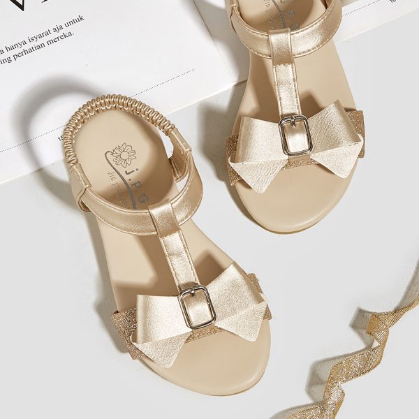 

Toddler Girls Metallic Bow Decor Sandals, Gold