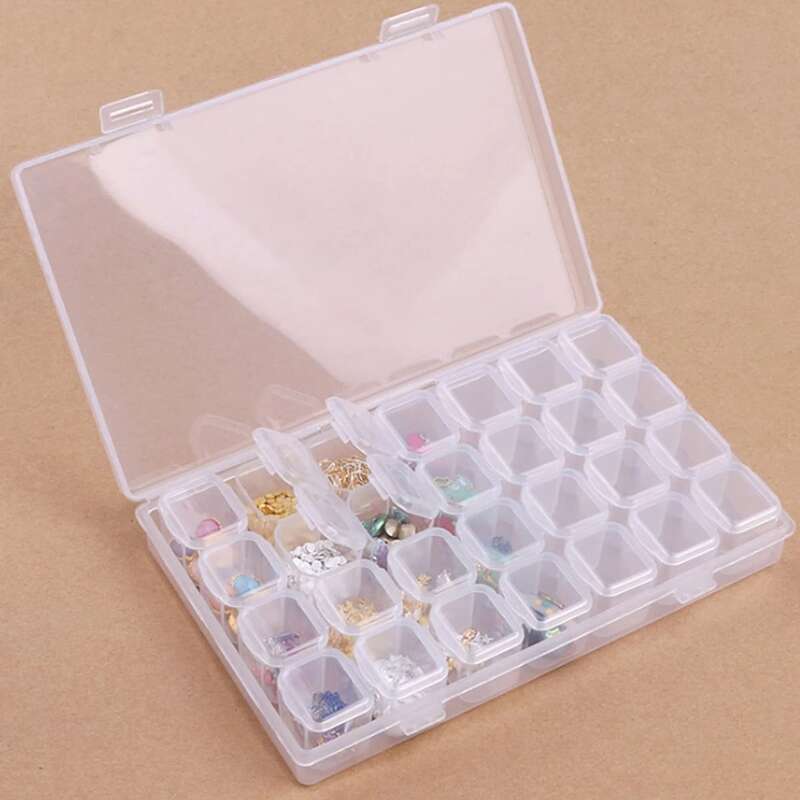 

1pc 28 Grid Clear Jewelry Storage Box