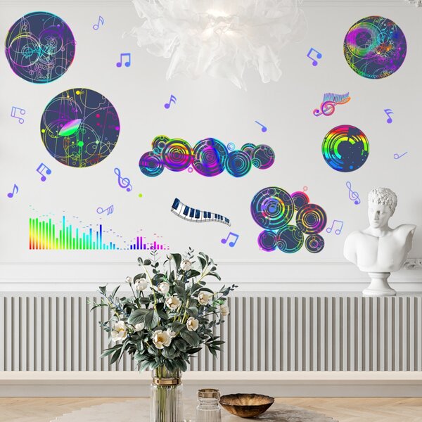 

2sheets Music Notes Print Wall Sticker, Multicolor