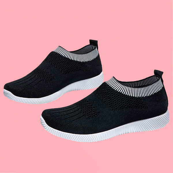 

Striped Slip On Breathable Sneakers, Black