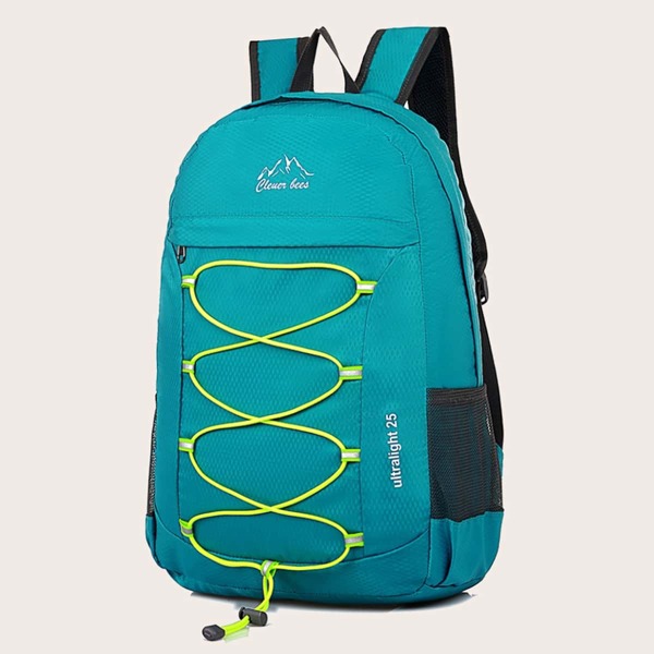 

Letter Graphic Drawstring Decor Backpack, Green