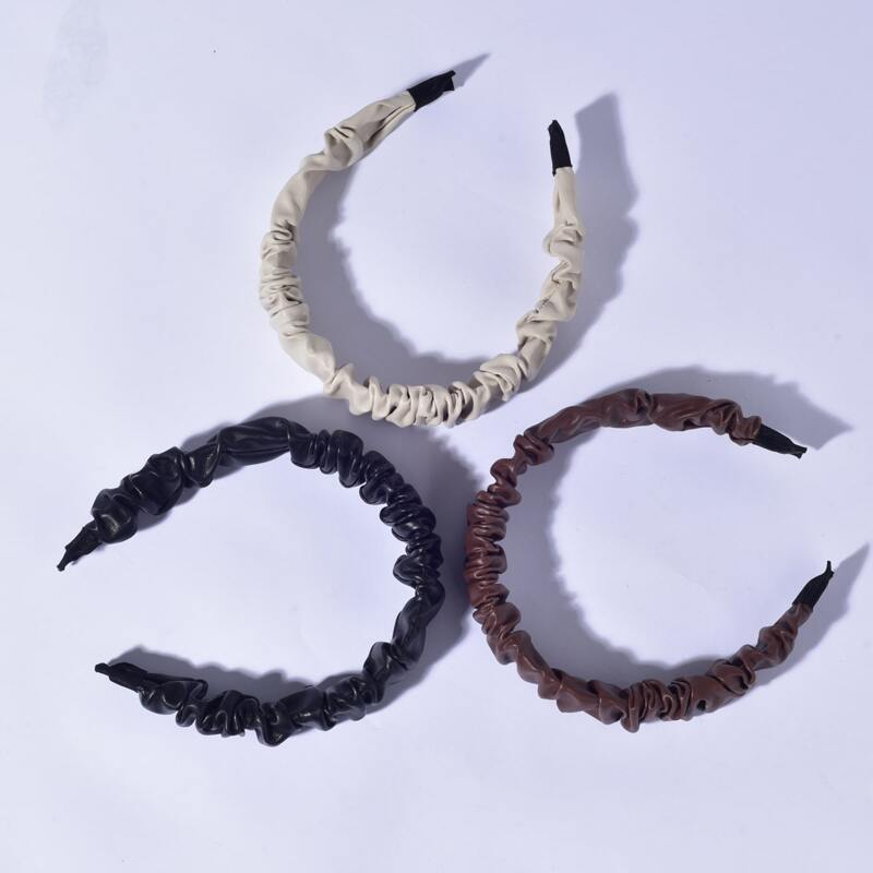 

3pcs Ruched Decor Headband, Multicolor
