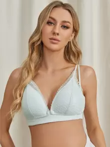 SHEIN Maternity Button Front Nursing Bra - Baby Blue - View 1