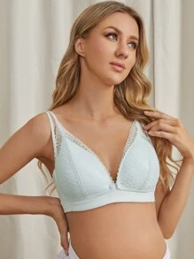 SHEIN Maternity Button Front Nursing Bra - Baby Blue - View 4