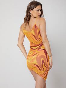 SHEIN Asymmetrical Bodycon Dress - Multicolor - View 2