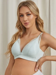 SHEIN Maternity Button Front Nursing Bra - Baby Blue - View 5