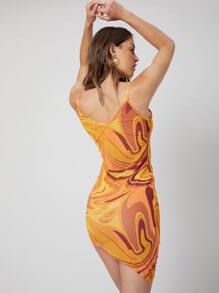 SHEIN Asymmetrical Bodycon Dress - Multicolor - View 10