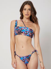 SHEIN One Shoulder Bikini For Summer Beach Vacation - Multicolor - View 1