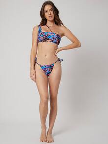 SHEIN One Shoulder Bikini For Summer Beach Vacation - Multicolor - View 3