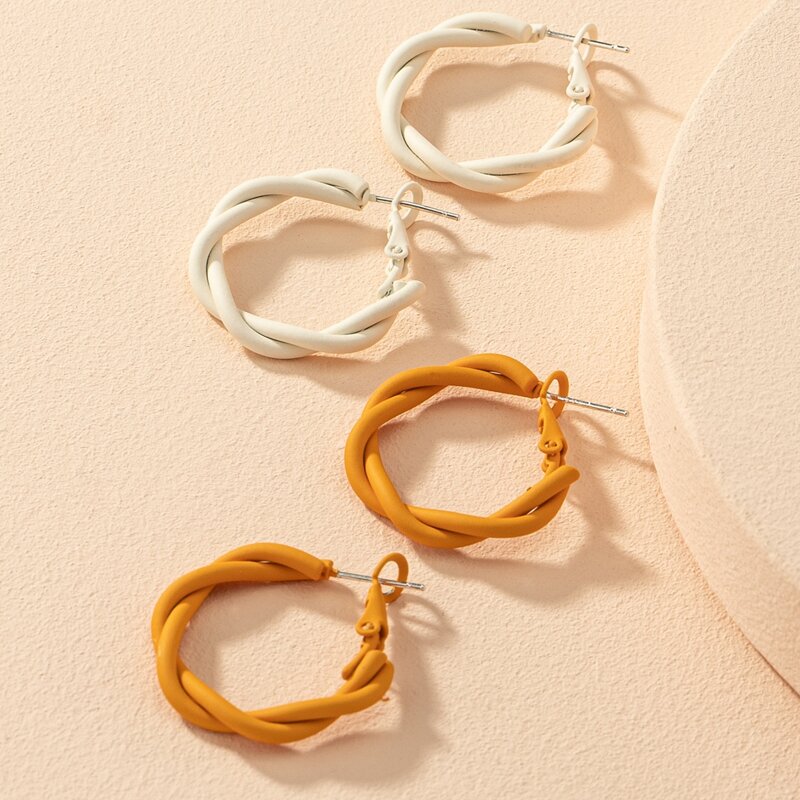 

2pairs Twist Hoop Earrings, Multicolor