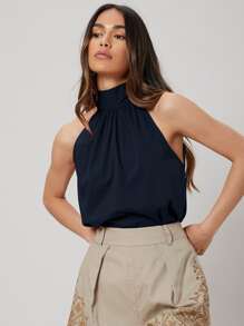 MOTF PREMIUM TIE BACK TOP - Navy Blue - View 1