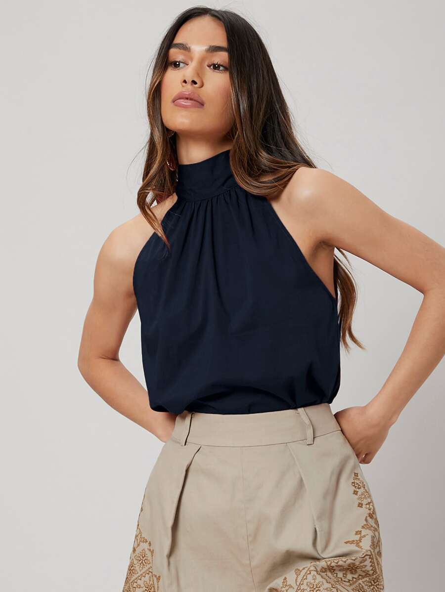 MOTF PREMIUM TIE BACK TOP - Navy Blue - View 1