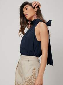MOTF PREMIUM TIE BACK TOP - Navy Blue - View 5