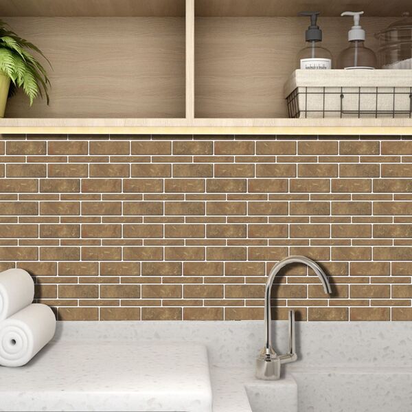 

5pcs Brick Pattern Wall Sticker, Khaki