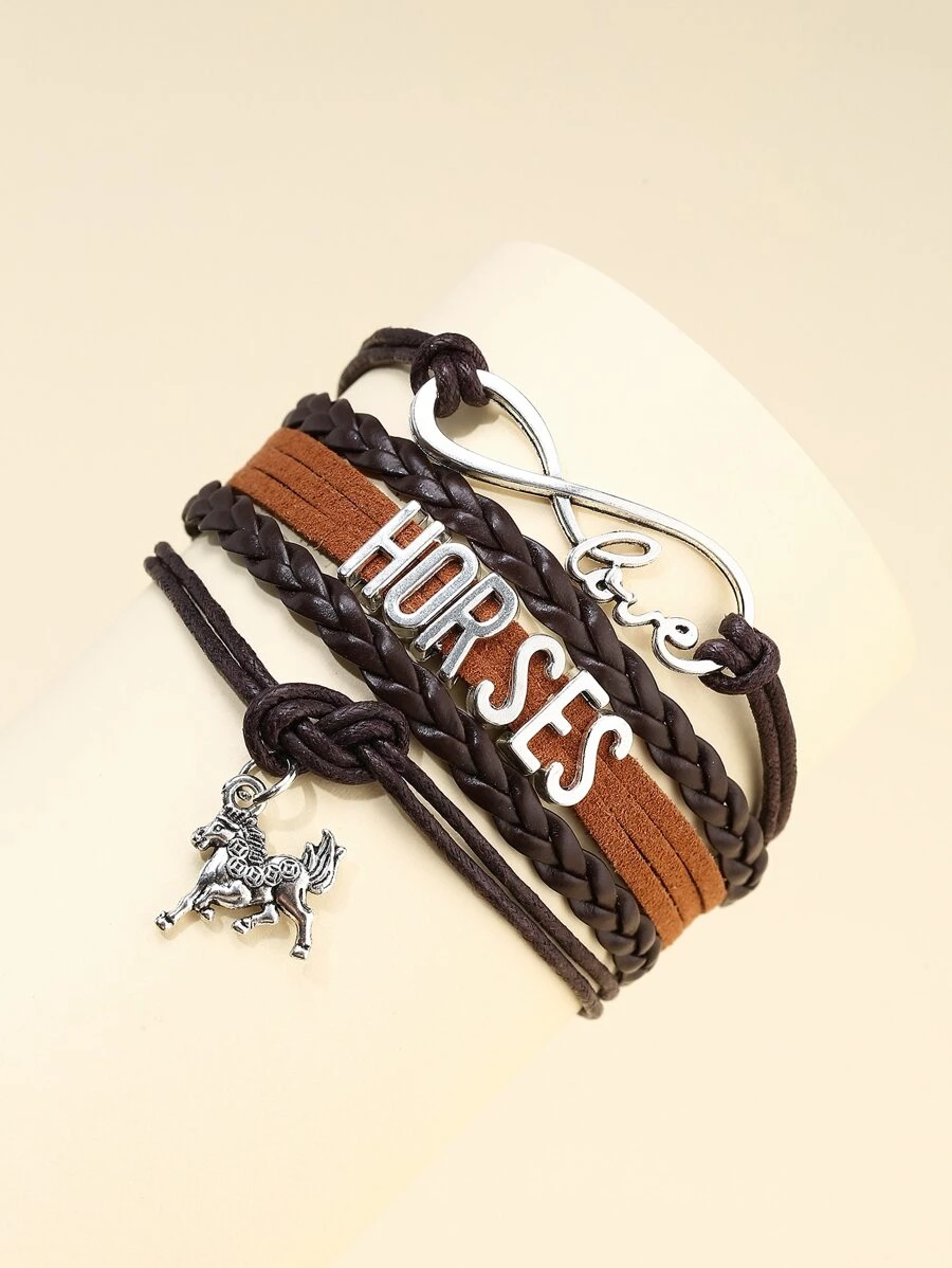Infinity Decor Bracelet - Coffee Brown - View 1