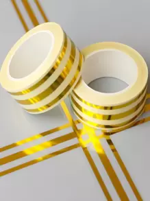 1roll Striped Pattern Beauty Seam Sticker - Gold - View 1