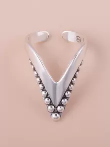 1 chiếc vòng trang sức bằng đồng có cấu trúc - Màu Bạc Cổ - Xem 5