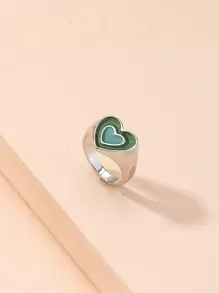 Heart Pattern Ring - Silver - View 1