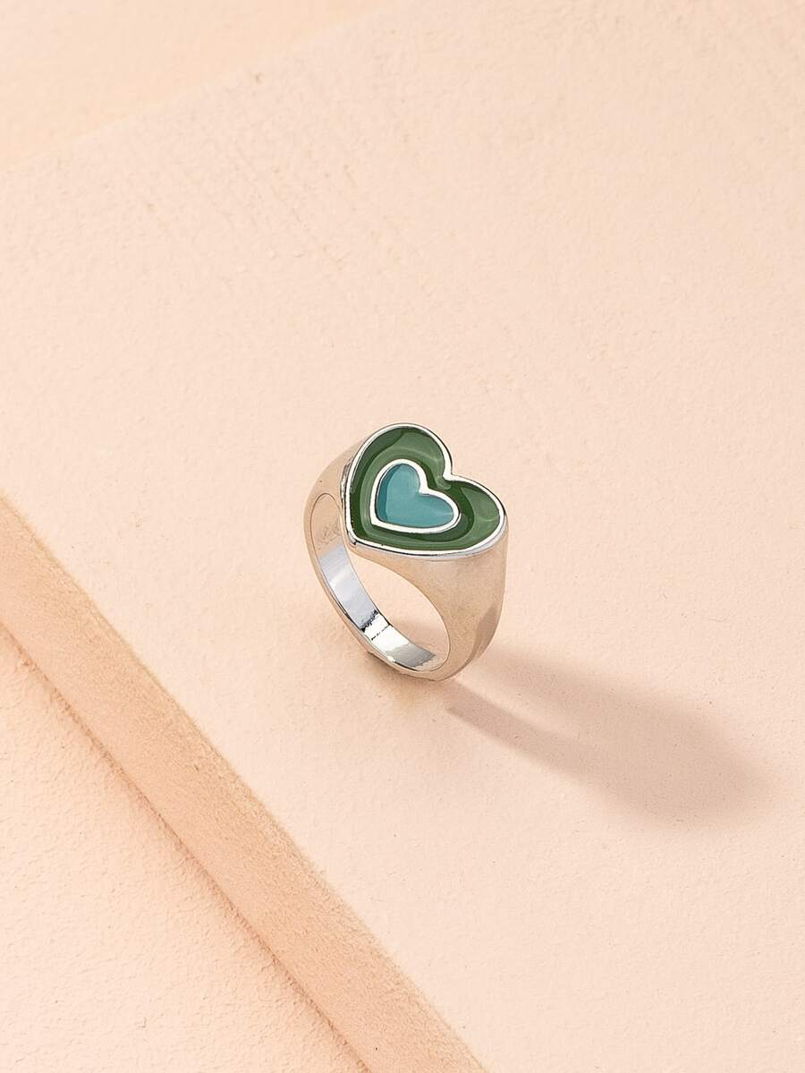 Heart Pattern Ring - Silver - View 1