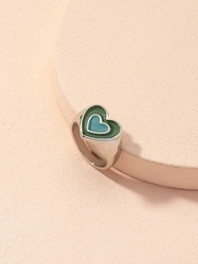 Heart Pattern Ring - Silver - View 2