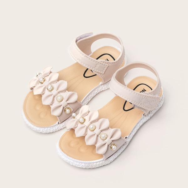 

Toddler Girls Faux Pearl & Bow Decor Sandals, Apricot