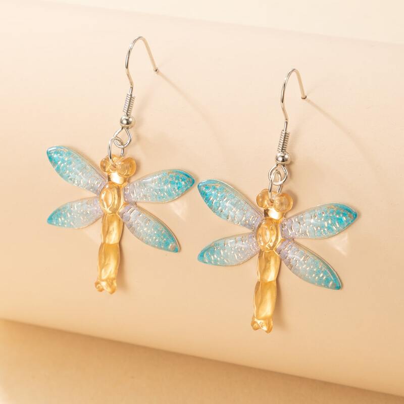 

Dragonfly Charm Drop Earrings, Teal blue