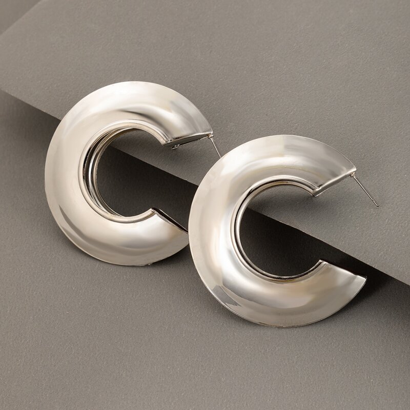 

Geo Design Hoop Earrings, Silver
