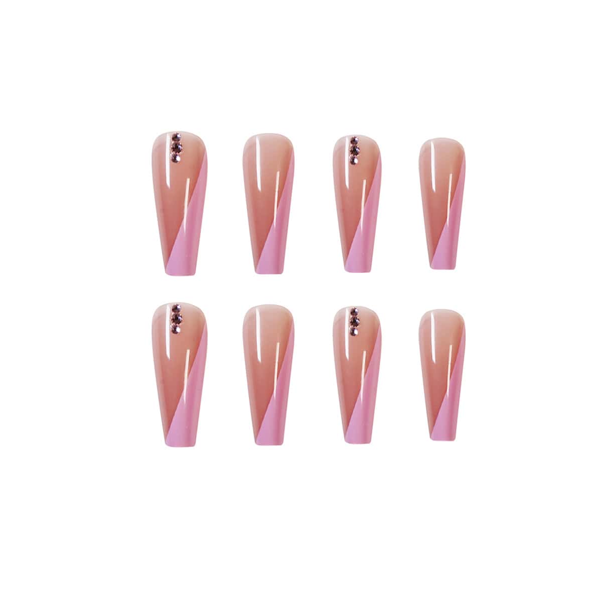 

24pcs Graphic Fake Nail, Pink