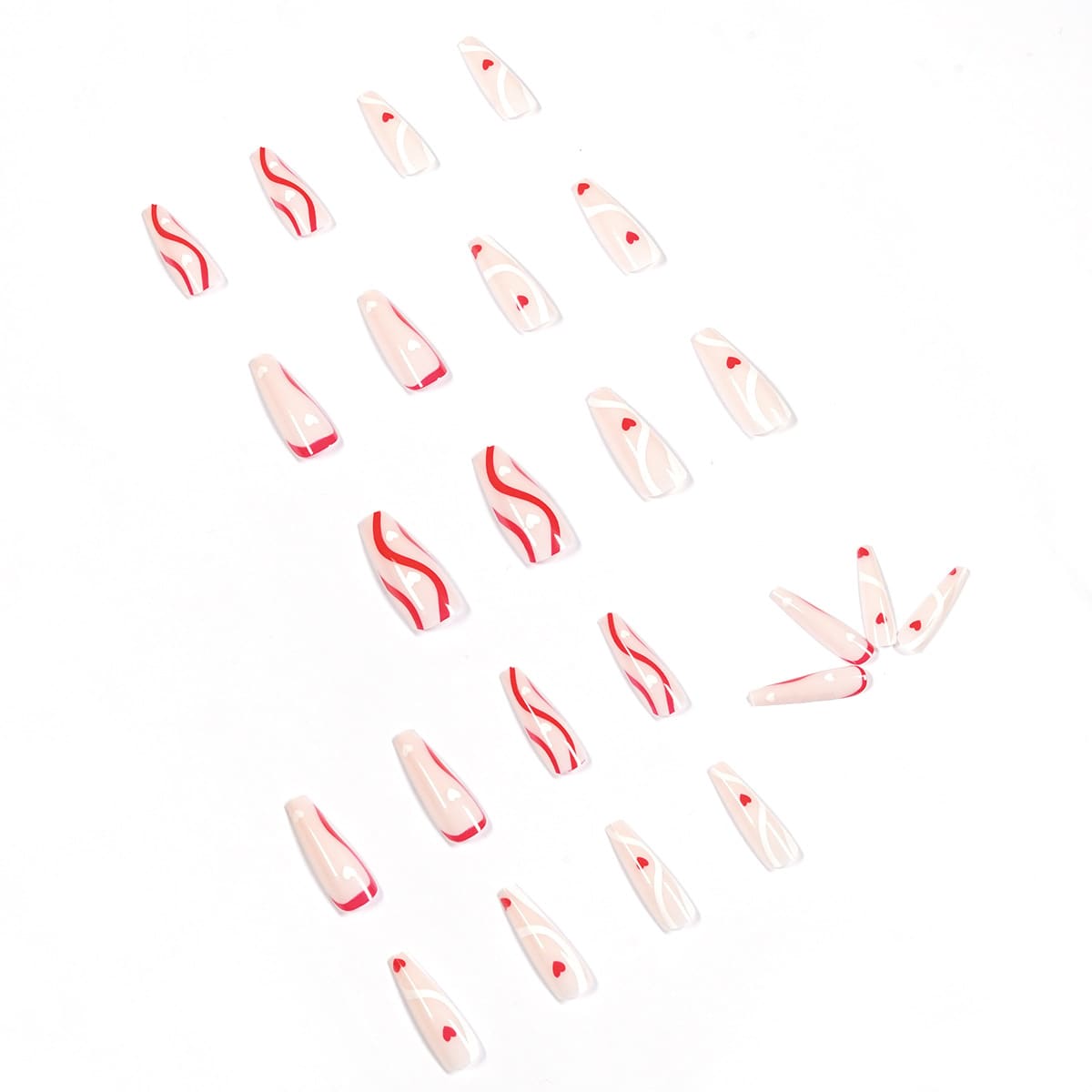 

24pcs Graphic Fake Nail, Multicolor