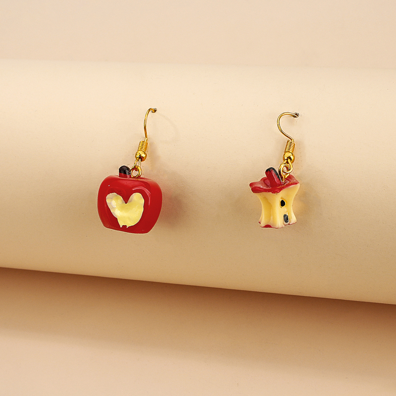 

Apple Charm Drop Earrings, Red