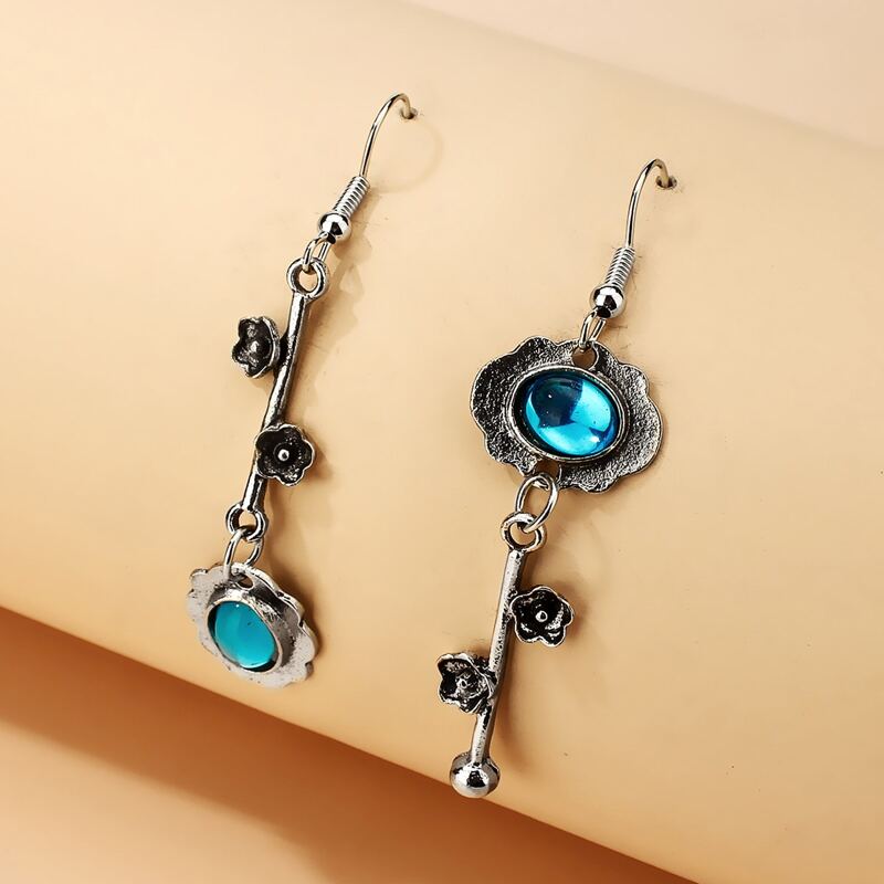 

Floral Charm Drop Earrings, Blue